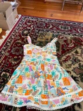 Girls' Multi-Color Summer Sundress with Pom Trim